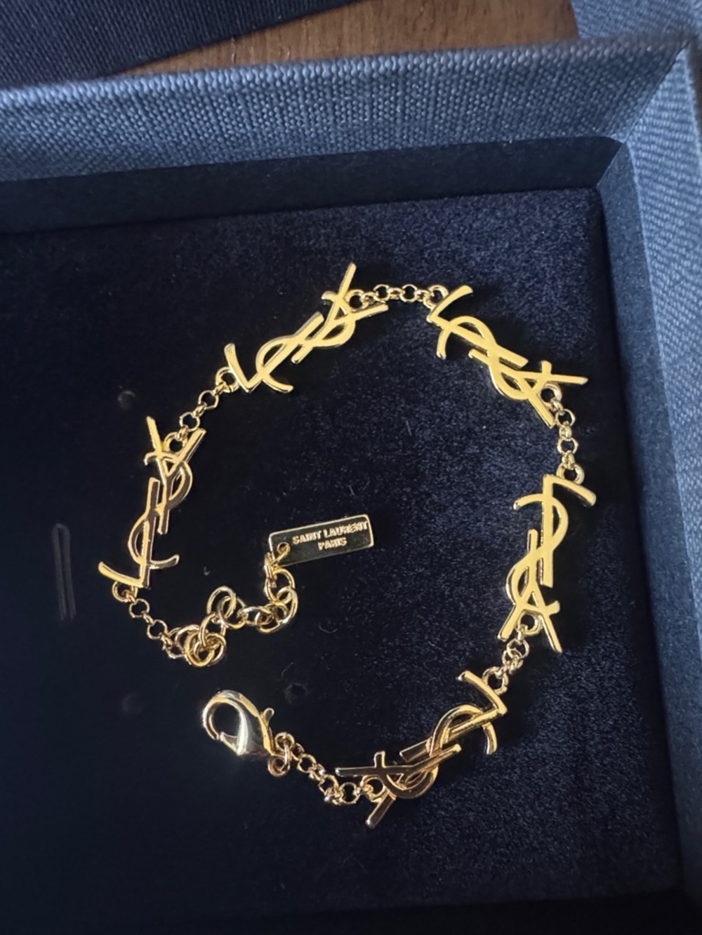 Saint Laurent Gold-Tone YSL Link Bracelet - Picture 7 of 9
